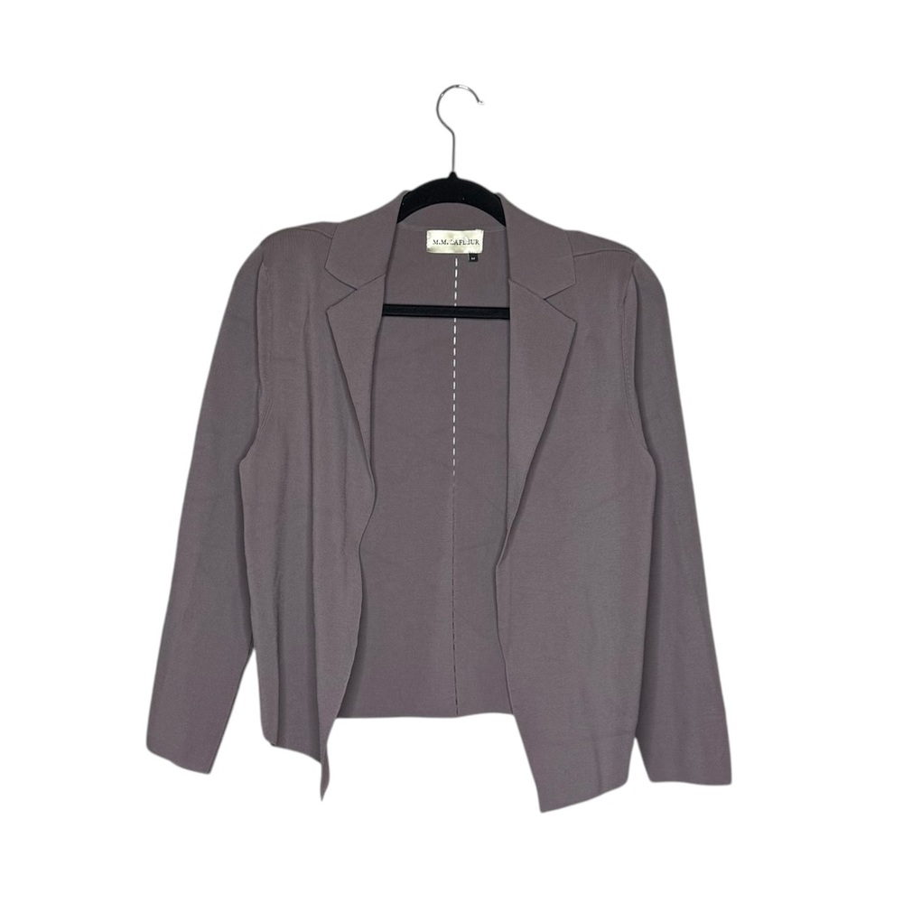 M.M LaFleur Jolie Jardigan Gray Knit Cropped Boxy Cardigan Office Chic Ribbed